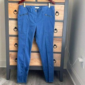 Ann Taylor LOFT Cornflower Blue Pant Seamed Front Zipper Pockets Released Hem 10
